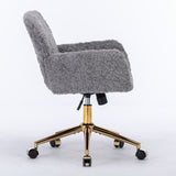 ZUN Furniture Office Chair,Artificial rabbit hair Home Office Chair with Golden Metal Base,Adjustable 45368023