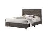 Contemporary Grey Finish Unique Queen Size Bed 1pc Bedroom Furniture Unique Lines Headboard Wooden B011P155467