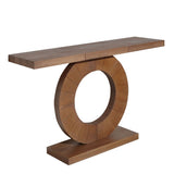 53.2in Modern Minimalist Wooden Console Table Circular Base Wooden Console Table Elegant W2729P270750
