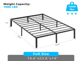 Black Full Size Simple Basic Platform Metal Bed Frame - 14 Inch Bed Height 89524123
