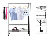 3-Tier Closet Organizer Metal Garment Rack Portable Clothes Hanger Home Shelf 99664466