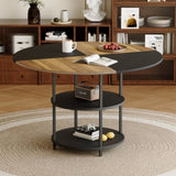 47.3-inch diameter modern splicing circular dining table - double-layer storage, wood and black W1151P268732
