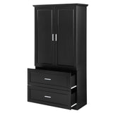 ZUN Tall Bathroom Storage Cabinet, Cabinet with Two Doors and Drawers, Adjustable Shelf, MDF Board, N725P172882B