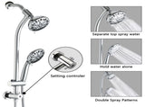 Drill-Free Stainless Steel Slide Bar Combo Rain Showerhead 7-Setting Hand, Dual Shower Head Spa W121947468
