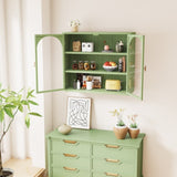 27.56"Glass Doors Modern Two-door Wall Cabinet with Featuring Three-tier Storage for Entryway Living W757135228
