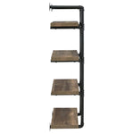 ZUN Black and Rustic Oak 4-tier Wall Shelf B062P145690