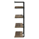 ZUN Black and Rustic Oak 4-tier Wall Shelf B062P145690