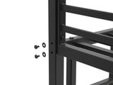 Twin Over Twin Metal Bunk Bed, Low Bunk Bed with Ladder, Bed Frame,Black, Sturdy Steel Construction, 80743359