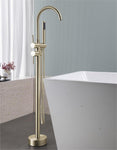 ZUN Floor Mount Bathtub Faucet Freestanding Tub Filler Brushed Gold Standing High Flow Shower Faucets 59626582