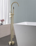 ZUN Floor Mount Bathtub Faucet Freestanding Tub Filler Brushed Gold Standing High Flow Shower Faucets 59626582