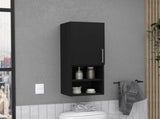 Medicine Single Door Cabinet 31"H, Two External Shelves, Two Interior Shelves, Black B097132933