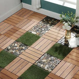 Patio Floor Tiles Pack of 11 WPC Wood-Plastic Composite Patio Deck Tiles DIY Interlocking Decking W206P201283