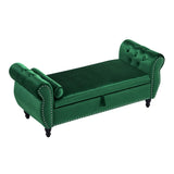 Velvet Multifunctional Storage Rectangular ottoman bench with 1 Pillow, Dark Green, Emerald N769P186110E