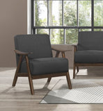 Modern Home Furniture Dark Gray Fabric Upholstered 1pc Accent Chair Cushion Back and Seat Walnut B01172867