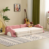 12-Piece Modular Kids Sofa All-Sponge Design Free Combination Pink & White Colorblock Corduroy 76926645