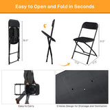 ZUN 10pcs Injection Molding Classic Garden Plastic Folding Chair Black 60667499