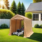 ZUN 7x12ft Outdoor Portable Gazebo Storage Shelter Shed with 2 Roll up Zipper Doors & Vents Carport for W2373P186910