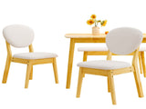 1 Table 2 Chairs 1 Bench Dining Set, Rubber Wood Frame with Beige Upholstered Seats, Natural Wood 59560900