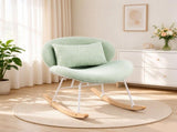 25.59"W x 33.66"D x 29.53"H Indoor Teddy Fabric Rocking Chair, Soft Fluffy Lounge Rocker with White 02558907