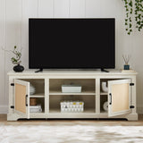 Farmhouse Rattan TV Stand Console Table for TVs up to 70 Inches, TV Console Table with 2 Storage W1758P178930