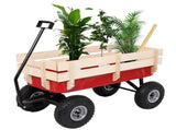 97x43x78cm Garden Iron Wood Four Wheel Garden Wagon 05908725