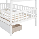 Twin Size Wooden House Bed with Two Drawers, White WF302181AAK
