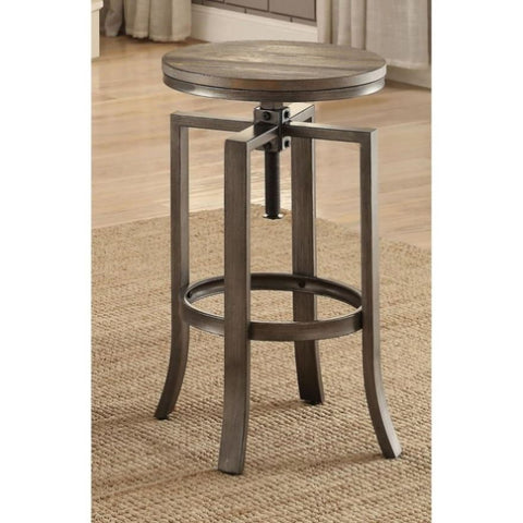 ZUN Brushed Nutmeg and Slate Grey Adjustable Bar Stool B062P153513