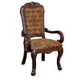 ZUN Formal Traditional Cherry Set of 2pc Arm Chairs Room Brown Damask Print Fabric Solid wood B011P143312