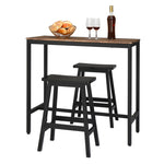 ZUN 2pcs Pine Wood Saddle Seat Bar Stool Black 40177357