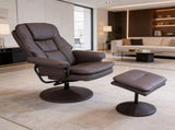 Swivel Cat Scratch Leather Recliner with Ottoman Chair Modern Armchair Ergonomic Push Manual W1622P460958