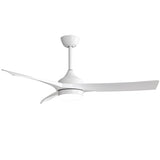 52 Inch Modern White Ceiling Fan with 18W LED Light and Remote Control 3 ABS Blades Noiseless W934P285766