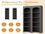 ON-TREND Free Standing 5 Tier Bookshelves, Bookcases Set of 2, Farmhouse Two-Tone Storage Cabinet N721P245734E