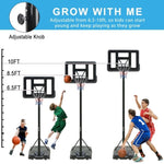 ZUN Portable Basketball Hoop Height Adjustable basketball hoop stand 6.6ft - 10ft with 44 Inch Backboard 23316655