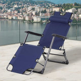 ZUN Tanning Chair, 2-in-1 Beach Lounge Chair & Camping Chair w/ Pillow & Pocket, Adjustable Chaise for W2225142469