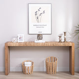 69" Natural Seagrass Console Table Handwoven Top with Engineered Wood Frame W2729P270759