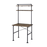 ZUN Rustic Oak and Black 2-Shelf Writing Desk B062P209208