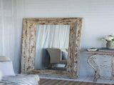 39x3.5x75" Full Length Rectangle Floor Mirror with Distressed Wood Frame W2078P154678
