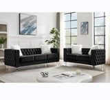 Black, 23 Seat Sofa Set, Velvet Crystal Buckle Upholstery Sofa, Crystal Feet, Removable Cushion, 59962289