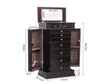 Jewelry Armoire with Mirror, 8 Drawers & 16 Necklace Hooks, 2 Side Swing Doors 62583884