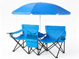 55.91"*19.69"*31.50"Double Folding Beach Chair with Removable Adjustable Umbrella, 2-Person XL 87545942