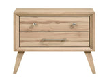 Classic Style Nightstand of 2x Drawers Natural Oak Finish Wooden Bedroom Furniture 1pc, Mid-Century B011P250503