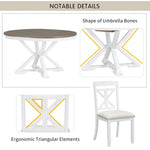 ZUN 5-Piece Retro Functional Dining Table Set Extendable Round Table and 4 Upholstered Chairs for Dining 81542784