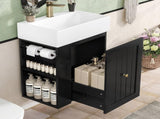 20-Inch Bathroom Vanity with Ceramic Sink, MDF Storage Cabinet with Drawer, Side Shelf & Golden N725P314023B