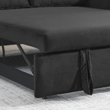 55" Modern Convertible Sofa Bed with 2 Detachable Arm Pockets, Velvet Loveseat Sofa with Pull Out W119363989