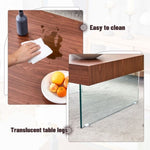 ZUN Walnut Colored Square MDF Coffee Table - 31.5"x31.5" with Tempered Glass Legs.Density Board W1151P233512