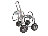 ZUN Garden Hose Reel Cart - 4 Wheels Portable Garden Hose Reel Cart with Storage Basket Rust Resistant W227P194231