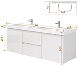60" Floating Bathroom Vanity with Double Undermount Sink Wall Mounted Bathroom Storage Vanity T3210P278297