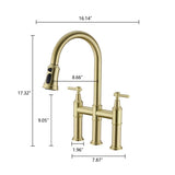 ZUN Pull Down Double Handle Kitchen Faucet 06296080