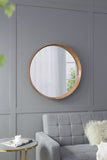 31.5" Round Pine Wood Mirror, Wall Mounted Mirror Home Decor for Bathroom Living Room W2078P152649