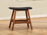 Solid Wood Walnut Finish Counter Height Stools Set of 2 Matt Black Faux Leather Seat Mid-Century B011P172706